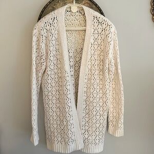 Super soft open knit cardigan sweater, DR2, XL, crème/off white. Worn only once!
